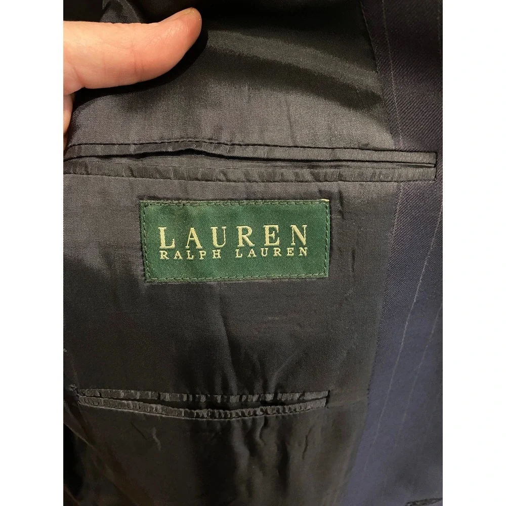 Lauren Ralph Lauren Wool Cashmere Navy Blue Pinstripe‎ Blazer 42R
